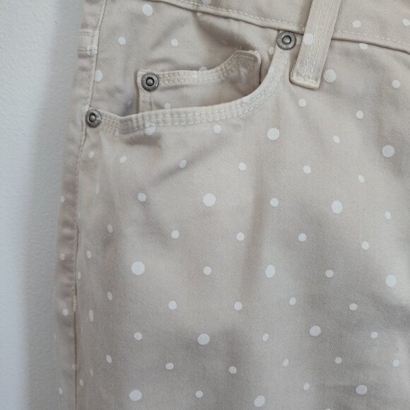 Ladies Petite SZ 2P NYDJ Beige Polka-Dot Ankle Pants - Picture 3 of 5